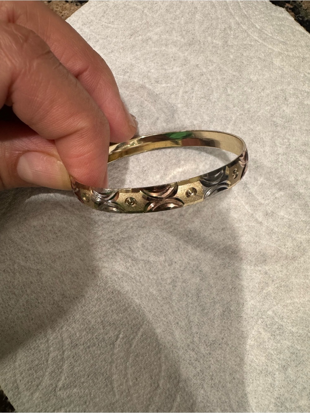 Tri-color Kids Bangle Bracelet in Gold, Silver, Rose Gold
